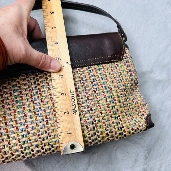 Fossil Purse Woven Straw Leather Shoulder Bag - Picture 6 of 11